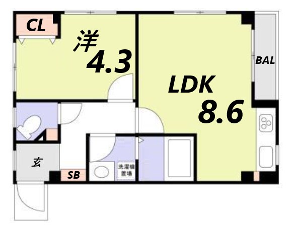 神戸市東灘区魚崎北町のマンションの間取り