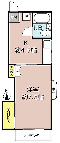 立川市若葉町のアパートの間取り