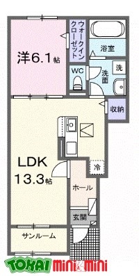 伊勢市小俣町元町のアパートの間取り