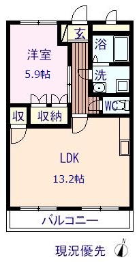 福山市神辺町のアパートの間取り