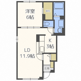 札幌市北区南あいの里のアパートの間取り