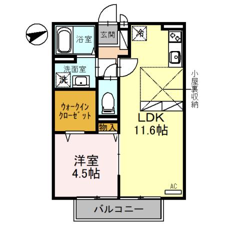 【姫路市飾磨区加茂東のアパートの間取り】