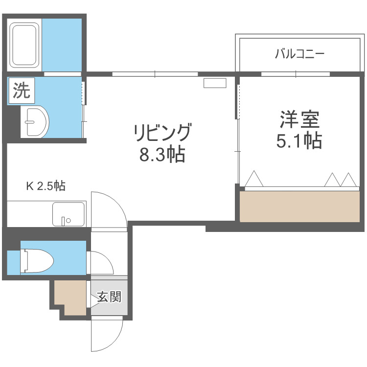 札幌市豊平区中の島二条のマンションの間取り