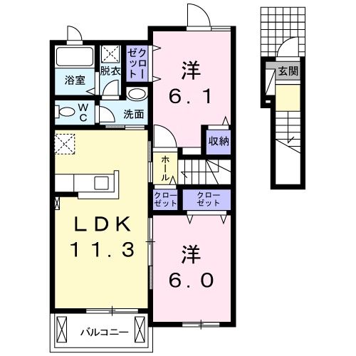 行橋市泉中央のアパートの間取り