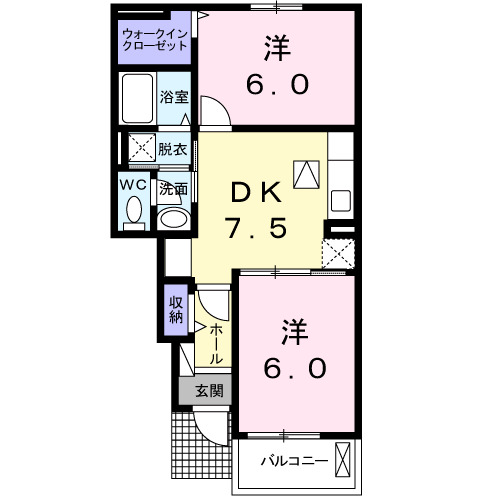 直方市殿町のアパートの間取り