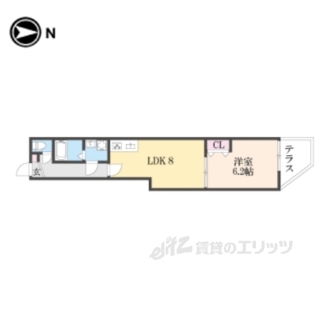 京都市右京区太秦森ケ前町のアパートの間取り