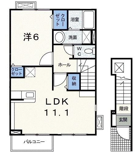 【藤井寺市沢田のアパートの間取り】