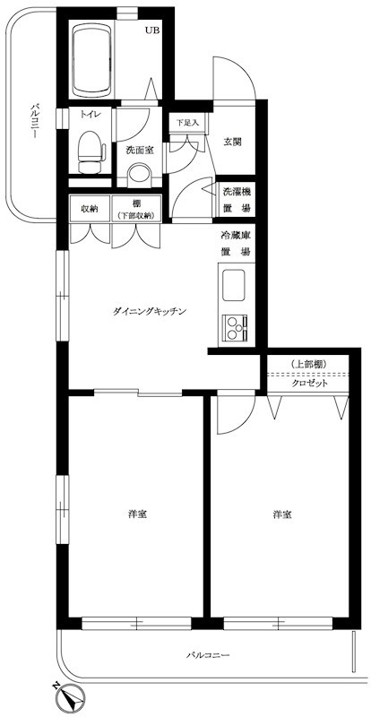 平塚市夕陽ケ丘のマンションの間取り