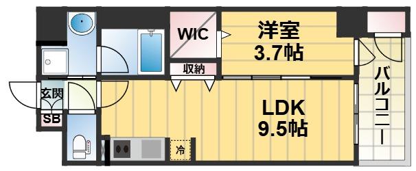 大阪市東成区深江北のマンションの間取り