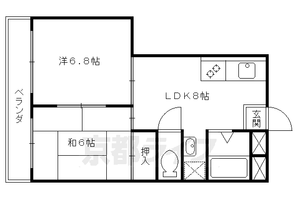 京都市南区西九条南田町のマンションの間取り