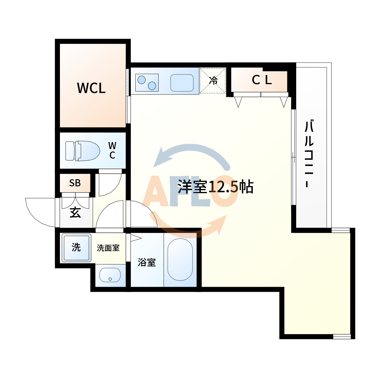 大阪市西区南堀江のマンションの間取り