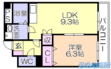 ＪＲ鹿児島本線 久留米駅 徒歩22分 9階建 築25年の間取り写真