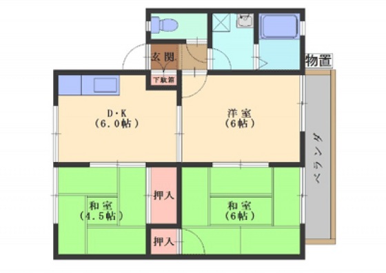 広島市佐伯区屋代のアパートの間取り