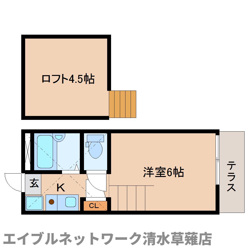 静岡市駿河区栗原のアパートの間取り