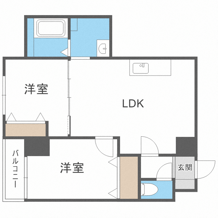 札幌市東区北十九条東のマンションの間取り