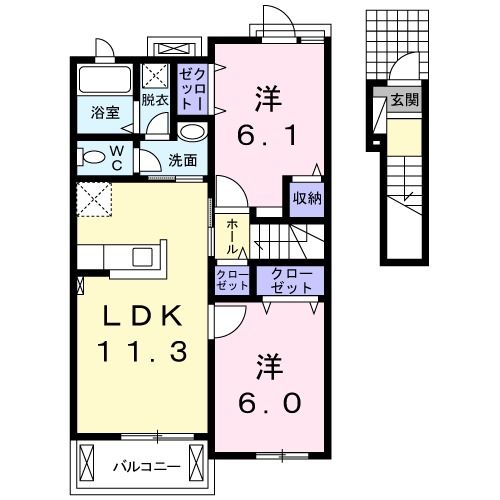 伊賀市三田のアパートの間取り