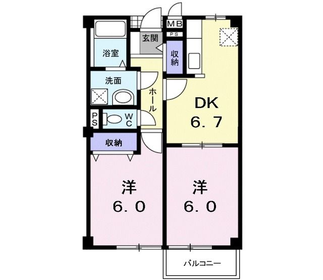 つがる市柏上古川のアパートの間取り