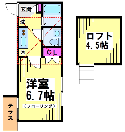 調布市西つつじケ丘のアパートの間取り