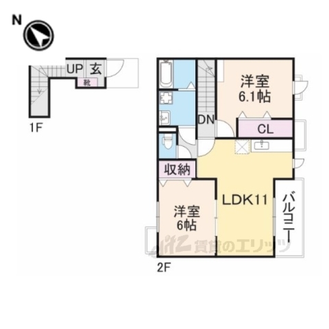 長浜市高月町井口のアパートの間取り