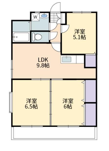 東広島市西条土与丸のマンションの間取り