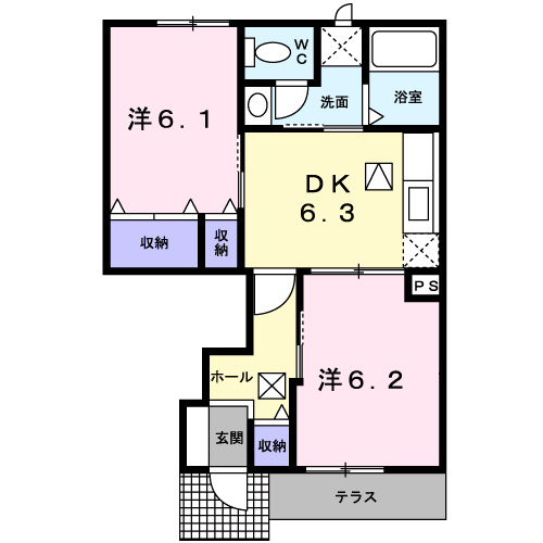 紀の川市打田のアパートの間取り