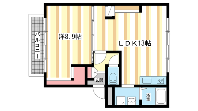 奈良市平松のアパートの間取り