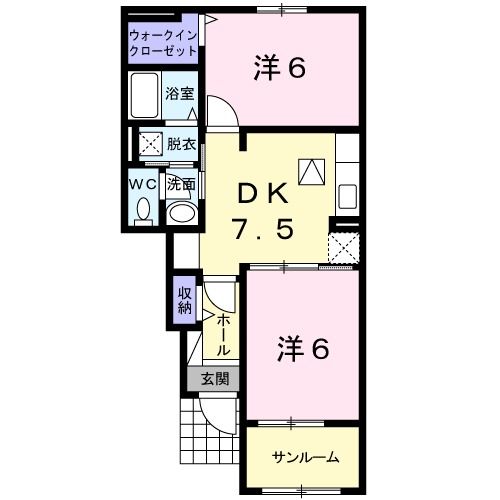 大洲市西大洲のアパートの間取り