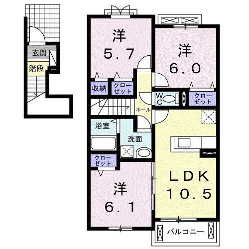 新居浜市垣生のアパートの間取り