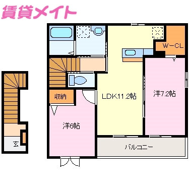 伊勢市二見町江のアパートの間取り