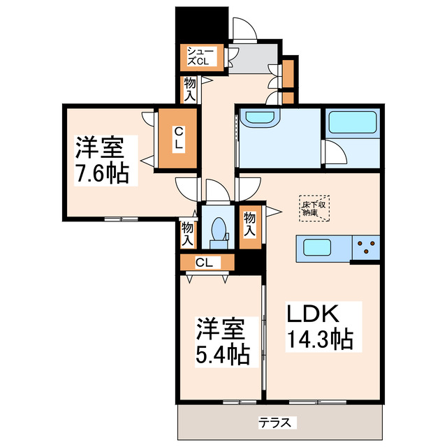 熊本市中央区北千反畑町のマンションの間取り