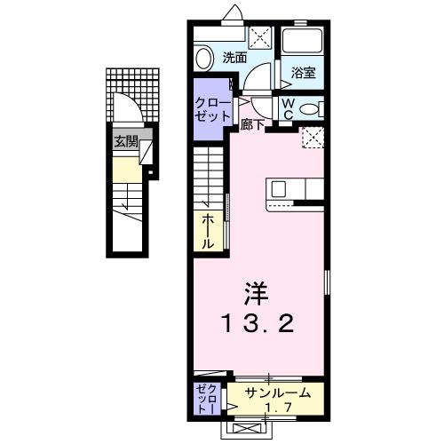 ヴィラ　シャングリラ四日町　Ａの間取り