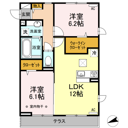 天童市老野森のアパートの間取り