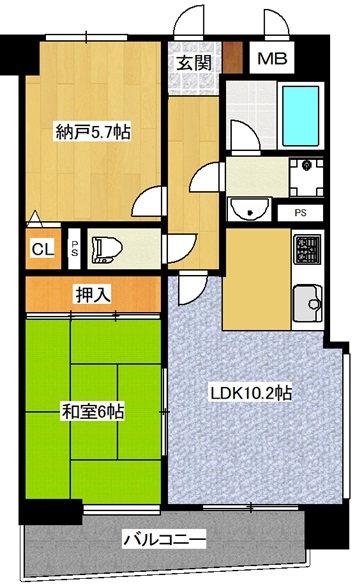 郡山市清水台のマンションの間取り