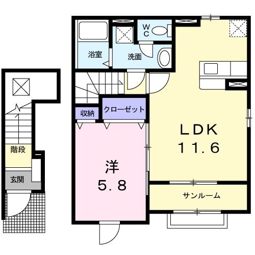 小松市丸の内町のアパートの間取り