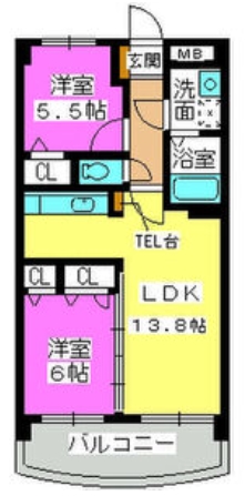 【大野城市錦町のマンションの間取り】