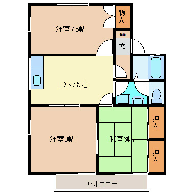 長野市大字北堀のアパートの間取り