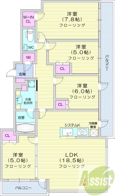 地下鉄東西線 円山公園駅 徒歩3分 10階建 築1年の間取り写真
