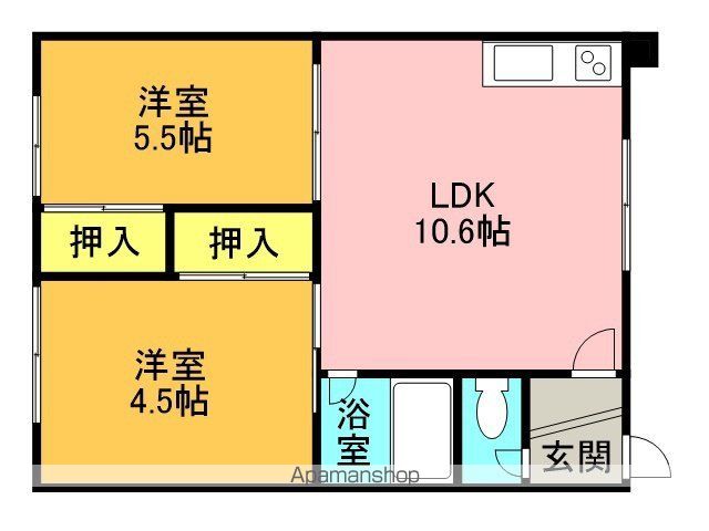 ＪＲ函館本線 稲積公園駅 徒歩15分 2階建 築42年の間取り写真