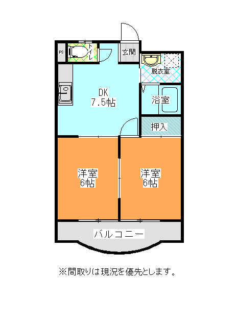 山形市南栄町のアパートの間取り