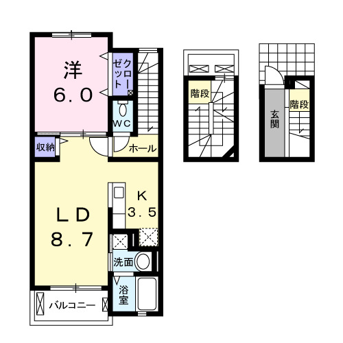 堺市西区浜寺元町のアパートの間取り