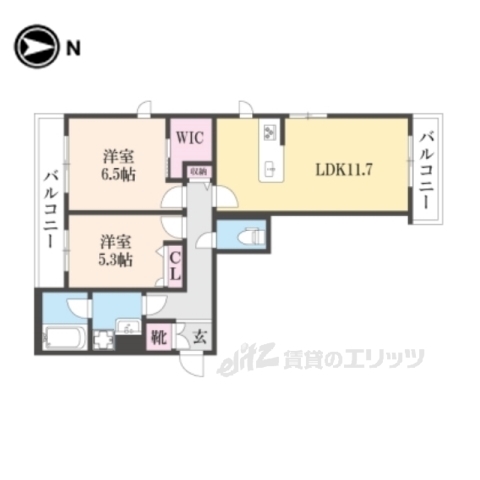 大津市南志賀のアパートの間取り