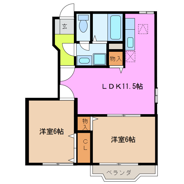 伊勢市通町のアパートの間取り