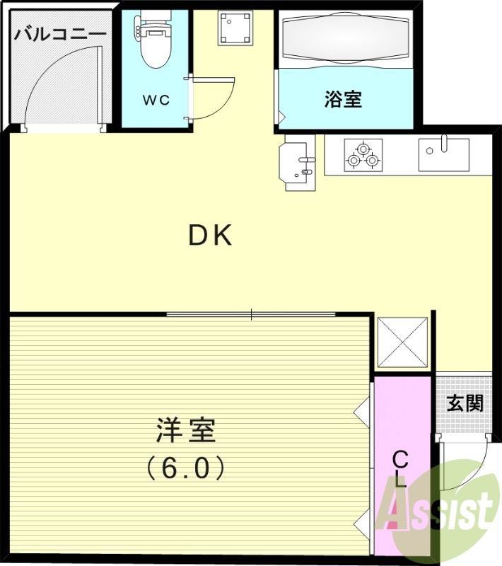 神戸市中央区花隈町のマンションの間取り