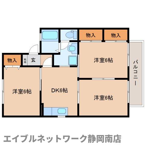 焼津市東小川のアパートの間取り