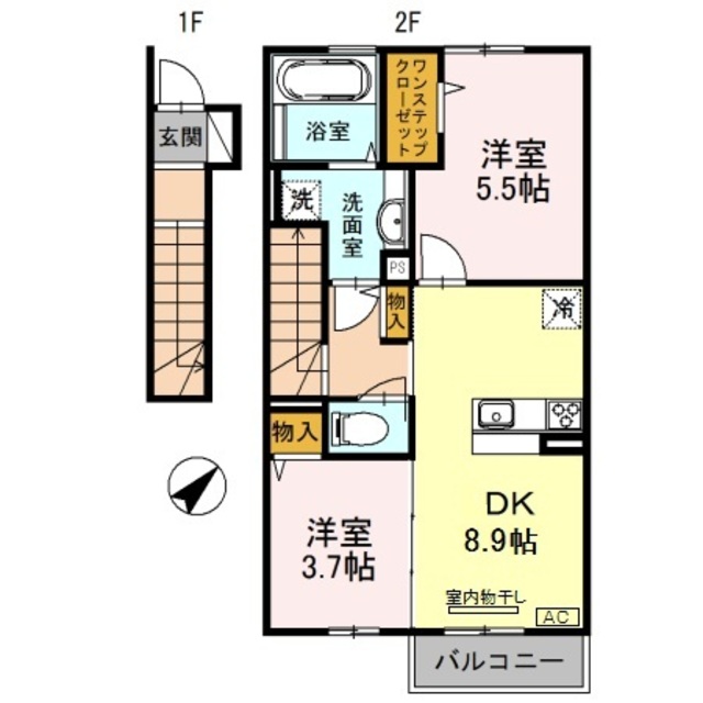 【神戸市東灘区魚崎南町のアパートの間取り】