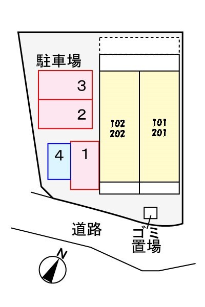 【呉市仁方錦町のアパートの駐車場】