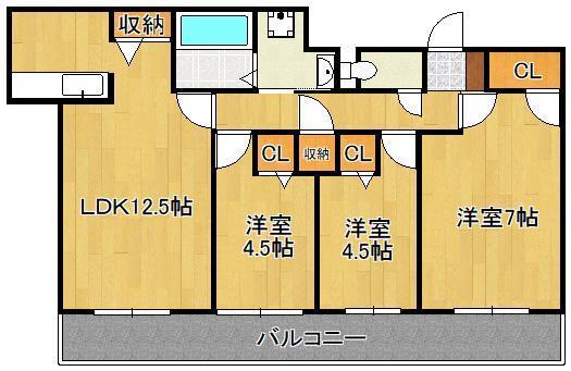 北九州市小倉北区室町のマンションの間取り