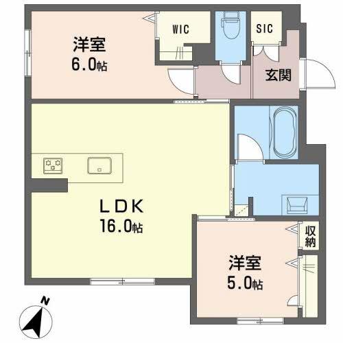 熊本市東区月出のマンションの間取り