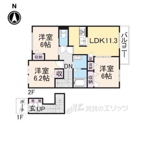 天理市嘉幡町のアパートの間取り