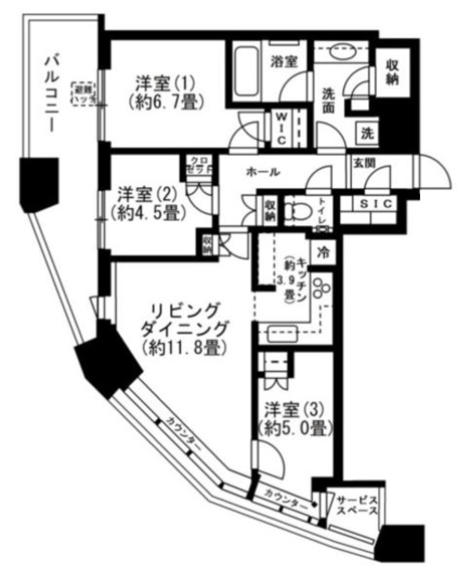 パークシティ武蔵小杉ザガーデンタワーズイーストの間取り